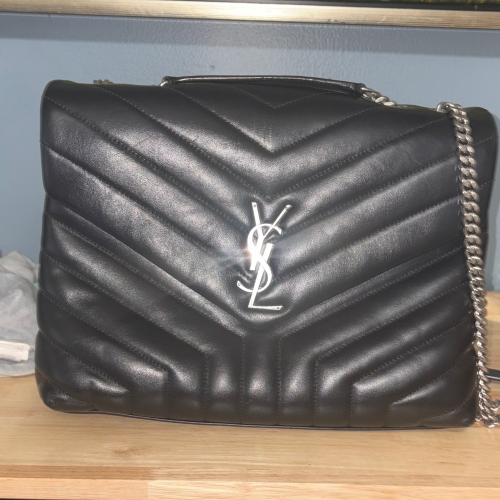 YSL Black Quilted Leather LouLou Bag large